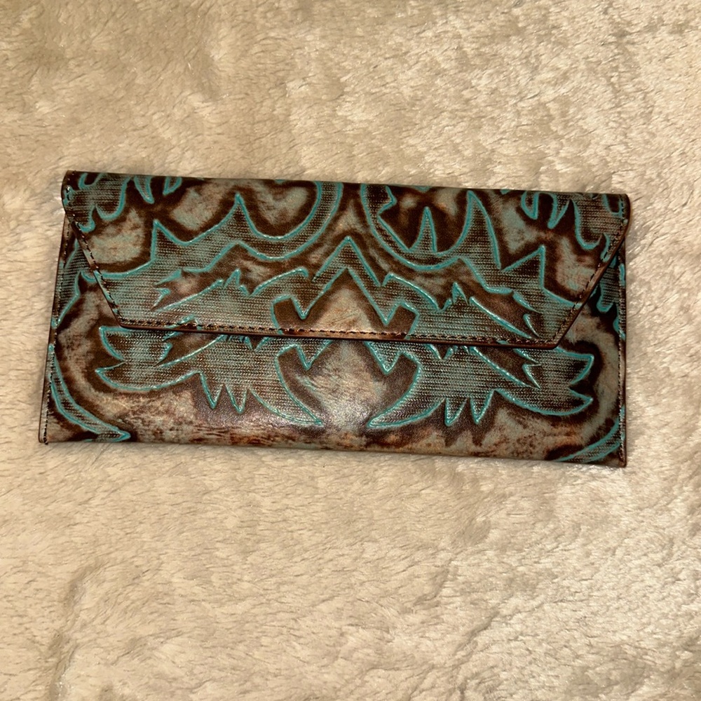 Western Belt waist belt wallet Turquoise & Brown with 2 Belt loops Cowgirl NWOT